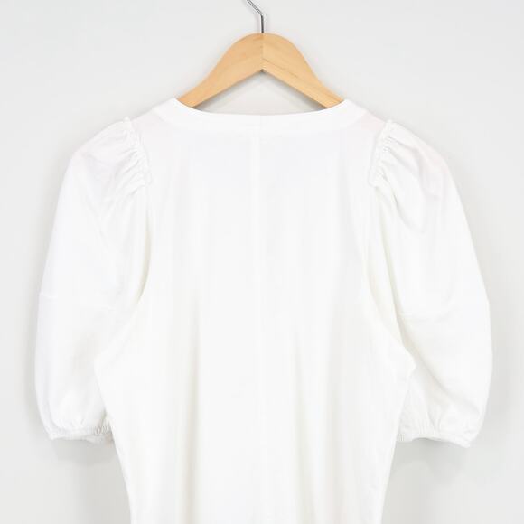 NWT Madewell Puff Sleeve Ruffle Trim Cotton Jersey Tee In White Size Medium - Picture 6 of 11